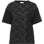 Magliette & T-shirt nere S di cotone a fiori mezza manica ricamate per Donna Momoní 