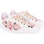 Sneakers larghezza E bianche numero 35 a fiori con glitter con cerniera antiscivolo con cerniera per bambini Monnalisa 