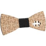 Moollyfox Papillon in legno, accessorio alla moda da uomo, idea regalo per matrimoni, diversi colori disponibili, misura regolabile, Puzzle nero, 5 12 0.5cm