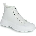 Sneakers alte bianche numero 38 con tacco da 5 cm a 7 cm per Donna Moony Mood 