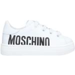 Sneakers stringate bianche numero 29 di gomma tinta unita con stringhe per bambini Moschino Teen 