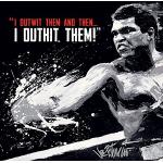 Muhammad Ali Outwit Outhit su Tela, 40 x 40 cm, Motivo: Impronte, Colore: Multicolore