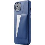 Custodie iPhone eleganti blu di pelle a portafoglio 