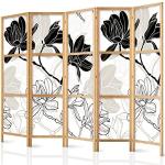 Paraventi design in legno di abete finitura satinata a tema fiori Murando 