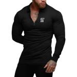 Magliette & T-shirt Slim Fit casual nere XXL taglie comode traspiranti lavabili in lavatrice per l'autunno manica lunga per Uomo 