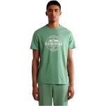 Magliette & T-shirt scontate verdi XXL taglie comode di cotone per l'autunno mezza manica con scollo rotondo per Uomo Napapijri 