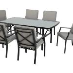 Tavoli da giardino neri in alluminio per 6 persone 