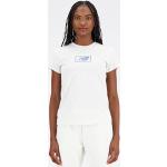T-shirt scontate bianche XS di cotone mezza manica da fitness per Donna New Balance Athletics 