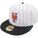 New Era New York Mets Pinstripe White Black Cooperstown Sidepatch 59fifty Limited Edition Fitted Cap, Bianco Nero, M