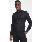 New Look - Camicia Oxford a maniche lunghe nera attillata-Nero