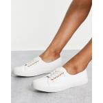 New Look - Sneakers stringate bianche effetto coccodrillo-Bianco