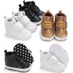 Sneakers alte larghezza E casual nere in similpelle per bambini 