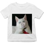 Nicolas Cage White Cute Cat Maglietta Unisex per Uomo e Donna Divertente Merch