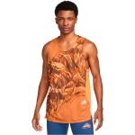 T-shirt scontate arancioni S in poliestere traspiranti senza manica da running per Uomo Nike Rise 365 