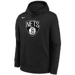 Nike Felpa pullover in fleece con cappuccio Brooklyn Nets NBA - Ragazzi - Nero