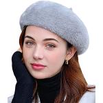 Cappelli invernali scontati eleganti grigi di pelliccia tinta unita per Donna 