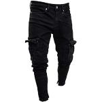 Jeans slim militari neri 3 XL taglie comode in denim per Uomo 