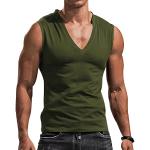 Magliette & T-shirt casual verde militare 3 XL taglie comode tinta unita traspiranti senza manica con scollo a V per Uomo 
