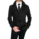 Cappotti con cintura  classici neri S di tweed tinta unita per l'autunno per Uomo 