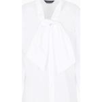 Camicie romantiche bianche XL di cotone Bio con scollo a V con fiocco per Donna Giorgio Armani Exchange 