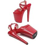 Sandali eleganti rossi numero 34 di gomma con plateau per Donna 