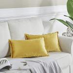 Cuscini gialli 50x30 cm in velluto tinta unita 2 pezzi per divani 