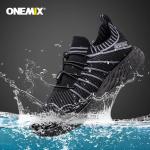 Scarpe nere numero 37 con allacciatura elasticizzata impermeabili da running per Uomo Onemix 