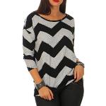 ONLY Printed 3/4 Sleeved Top, Maglione Donna, Multicolore (Light Grey Melange/Aop W/Black Zigzag), L