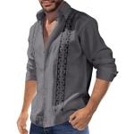 Magliette & T-shirt business grigie XL di cotone tinta unita traspiranti manica lunga in serafino per Uomo 