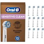 Oral-B Sensitive Clean Testine Spazzolino Elettrico, Confezione da 12 pezzi, Clean & Clare, Pacco adatto alla buca delle lettere, Bianco