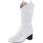 Stivali texani eleganti bianchi numero 39 con punta rotonda per Donna 
