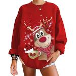 ORANDESIGNE Donna Maglione Natalizio Felpe Oversize Pullover Invernale Girocollo Sweatshirt con Stampa Manica Lunga Maglie Moda Tops Natale