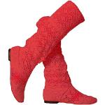 Stivali larghezza A eleganti rossi numero 37 di gomma tinta unita traspiranti senza tacco per Donna 