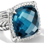 Orecchini blu in argento con diamanti 