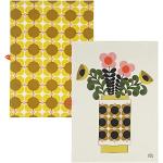 Orla Kiely Set di 2 strofinacci da cucina con vaso di fiori, 100% cotone, colore: giallo