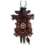 Orologio a cucu Foresta Nera meccanico (originale, certificato), 1 giorno, testa di cervo, orologi a cucù da caccia in vero legno