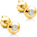 Orovi Orecchini Donna a Lobo con Diamanti Ct. 0,08 Taglio Brillante in Oro Giallo Punto Luce con Brillanti In oro 18KT 750