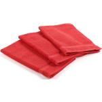 Asciugamani rossi 40x60 di spugna tinta unita lavabili in lavatrice 3 pezzi da bagno Caleffi 