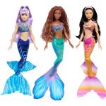 Mattel Disney La Sirenetta - Set Sorelle di Ariel, include 3 bambole Karina, Mala e Ariel, ogni sirena ha top rimovibile e coda con soffice pinna glitterata, giocattolo per bambini, 3+anni, HND29