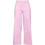 Jeans rosa di cotone tinta unita con frange a vita alta per Donna Ottod'ame 