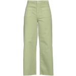 Jeans verdi 7 XL di cotone tinta unita con frange a vita alta per Donna Ottod'ame 