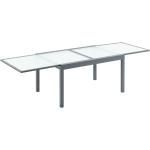 Outsunny Tavolo da Giardino Allungabile Rettangolare in Alluminio con Piano in Vetro Temperato, 270x90x73cm, Grigio e Bianco