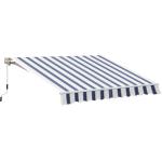 Outsunny Tenda da Sole Avvolgibile Manuale Esterno Tessuto di Poliestere 2.5 × 2m Blu e bianco