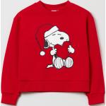 Felpe rosse di cotone per Natale con girocollo per Donna Snoopy 