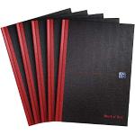 Oxford Black n' Red - Quaderno con copertina rigida, formato A4 Pacco da 5 A4 Nero