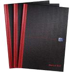 Oxford Black n' Red - Quaderno con copertina rigida, formato A4 Confezione da 3 A4