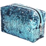 Beauty case blu con paillettes per Donna 