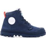 Sneakers alte larghezza E classiche blu numero 32 in nabuk con stringhe impermeabili per bambino PALLADIUM Pampa 