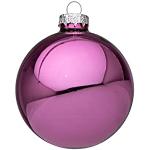 Palle di Natale rosa scuro di vetro Bizzotto 