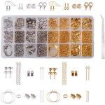 kit di forniture per orecchini con ganci per orecchini Kit per la creazione di gioielli anelli di salto aperti supporti per orecchini per riparazione di orecchini 